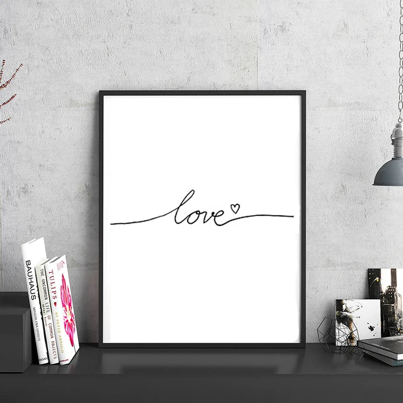 Постер с цитатой о любви в скандинавском стиле черно-белая Картина на холсте