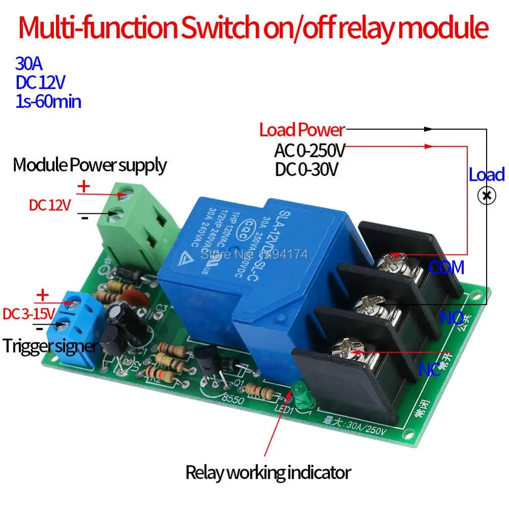 WQScosea Q8S 281 DC 12v многофункциональное время задержки включения/выключения Optocouple 30A