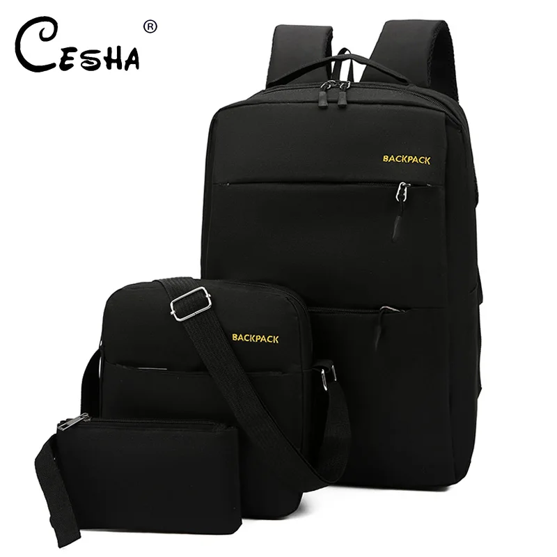 CESHA 3 шт./лот, школьный рюкзак, высокое качество, холщовая школьная сумка, модный школьный рюкзак для мальчиков и девочек с сумкой через плечо+ маленькая сумка