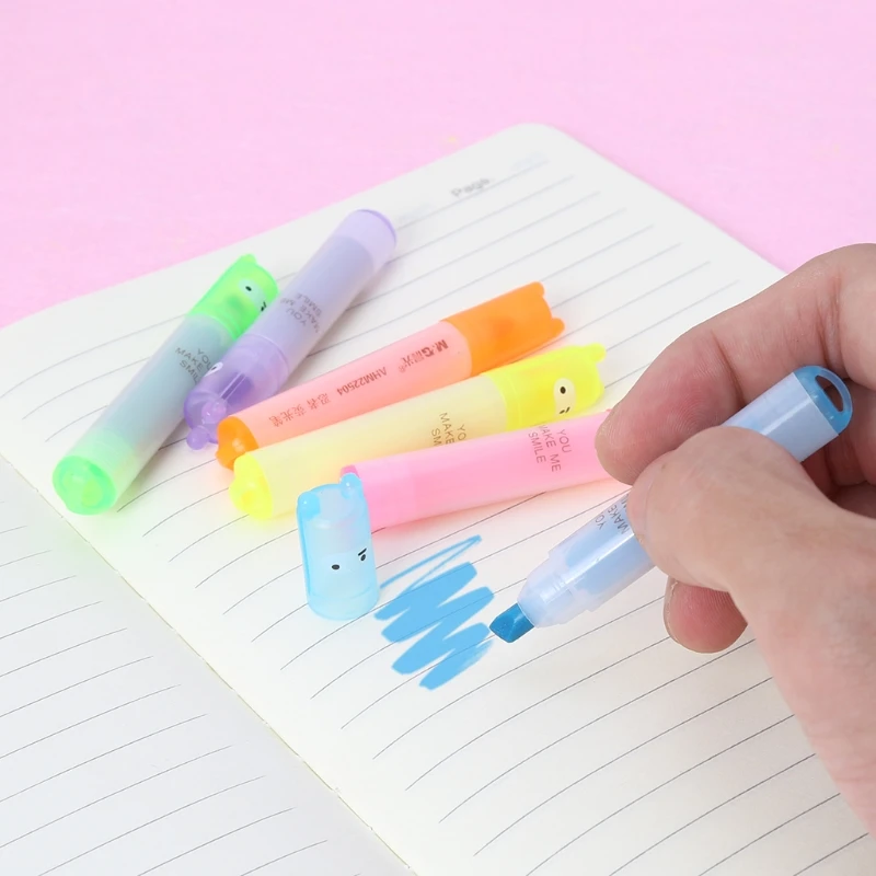 6 шт. Корейский Творческий Kawaii Мини текстовыделитель прекрасный мультфильм маркировка ручка студентов живопись канцелярские принадлежности