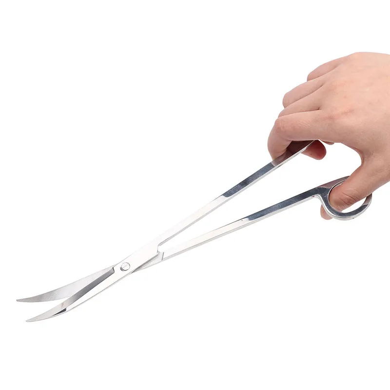 Curved Scissors Нержавеющая сталь, инструменты для обслуживания аквариума, набор, водные растения, пинцеты для травы, ножницы, подложка, шпатель, инструмент - Цвет: Curved Scissors