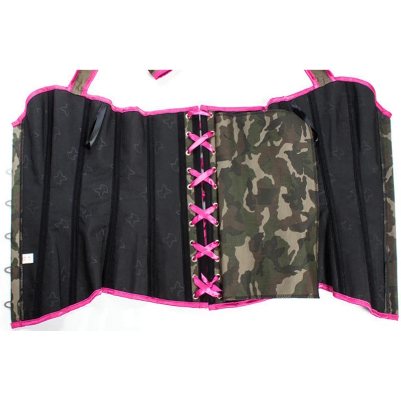 Размеры s m l xl XXLLeopard розовый облегающий корсет с окантовкой и стринги камуфляжные