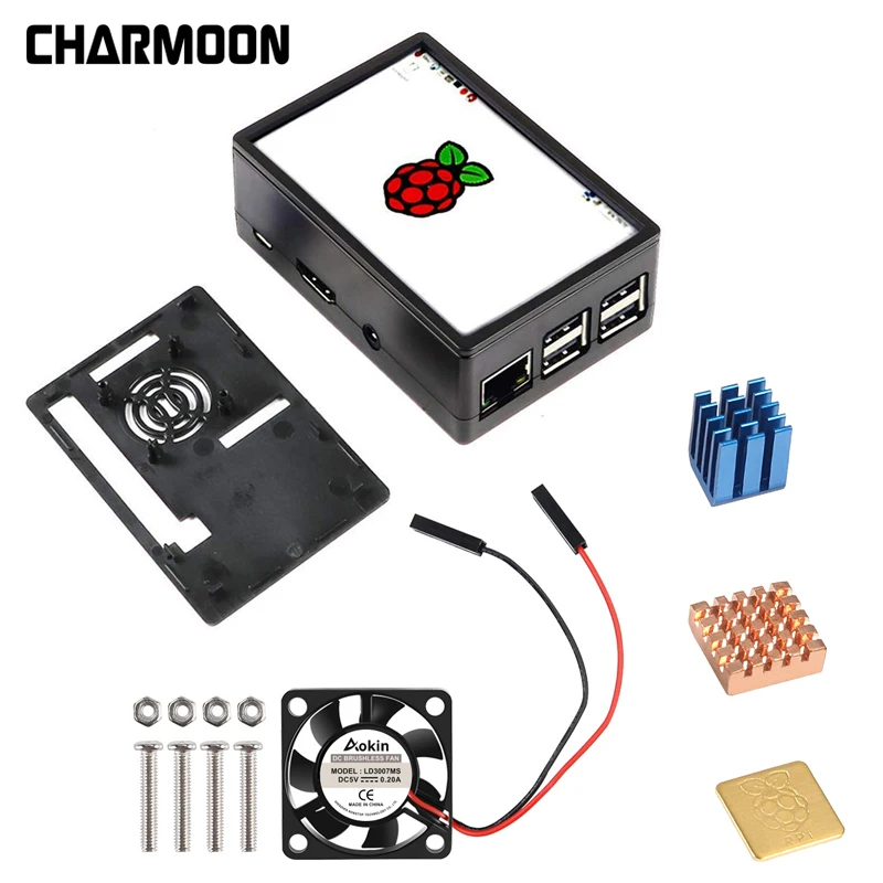 Raspberry Pi 3 5 дюймовый дисплей сенсорный экран + чехол ABS вентилятор радиатор для 3B +/