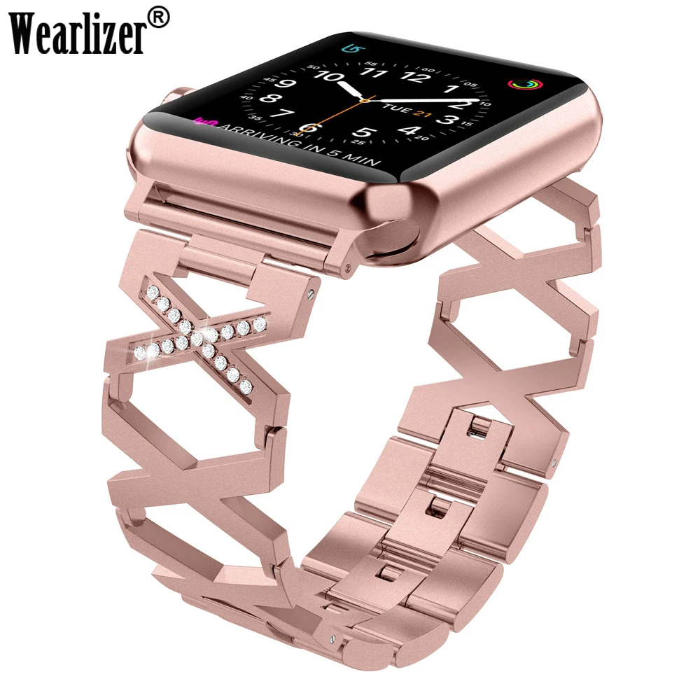 Женский ремешок Wearlizer для Apple Watch модный бриллиант металлический 38/42/40/44 мм iwatch 5 4 3 2