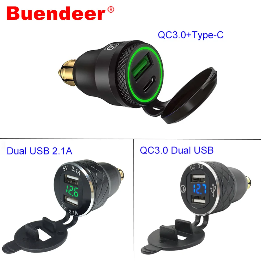 Быстрое зарядное устройство Buendeer с разъемом USB для мотоцикла QC3.0 разъем питания