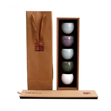 

5pcs/set Kung Fu tea cup ceramic tea bowl Ru kiln official kiln single cup