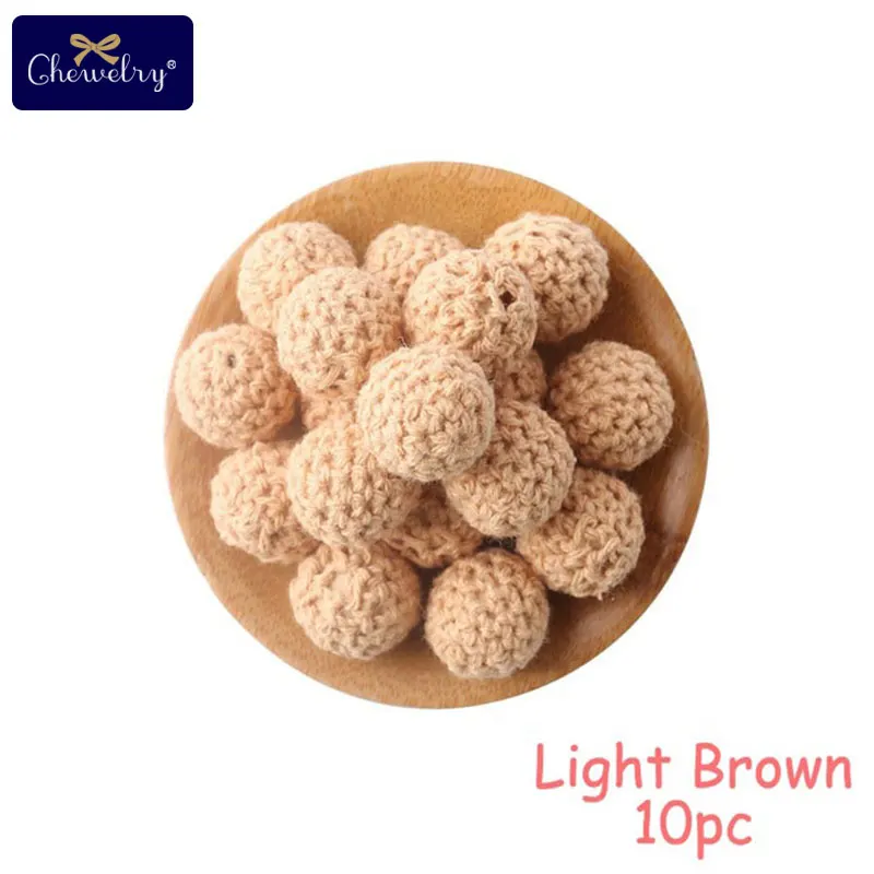 Light Brown 10 шт. круглый деревянный Прорезыватель для зубов крючком жевательные, бусины зуб кормящих Цепочки и ожерелья прорезывания зубов детские бусы Прорезыватель для зубов свободные шарики для детей Товары - Цвет: Light Brown