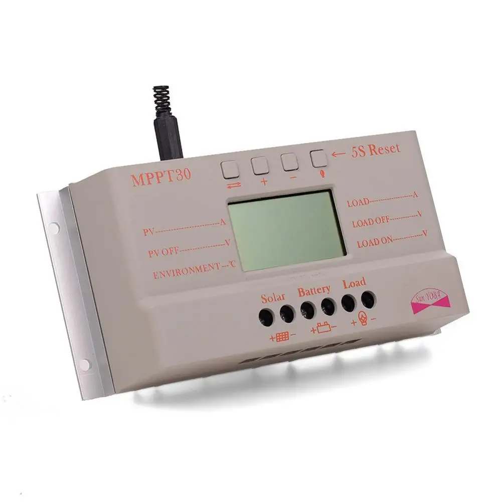 USB максимальной точкой мощности Солнечный контроллер заряда 30A с Выход 12V 24V