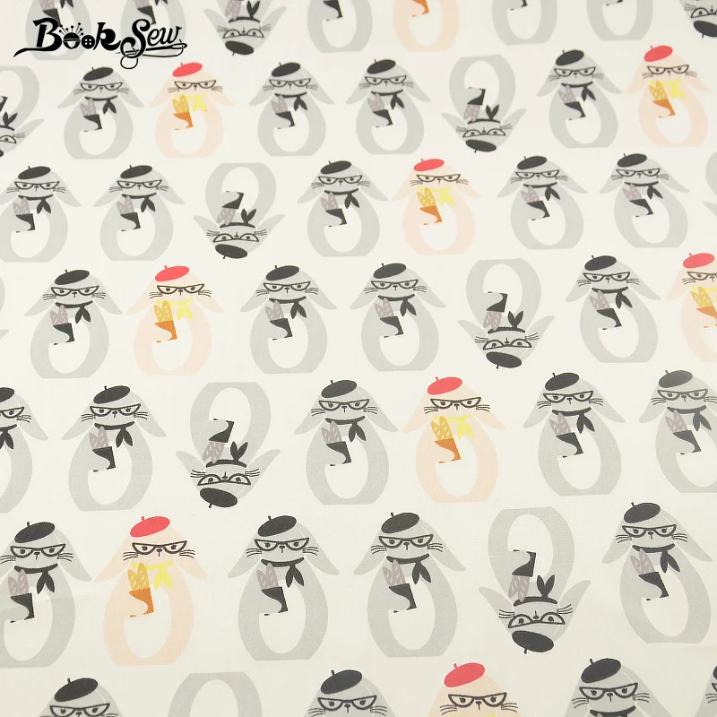 Ткань для шитья Booksew Tissu Coton 100% хлопок детей с серыми кроликами сделай сам tetas