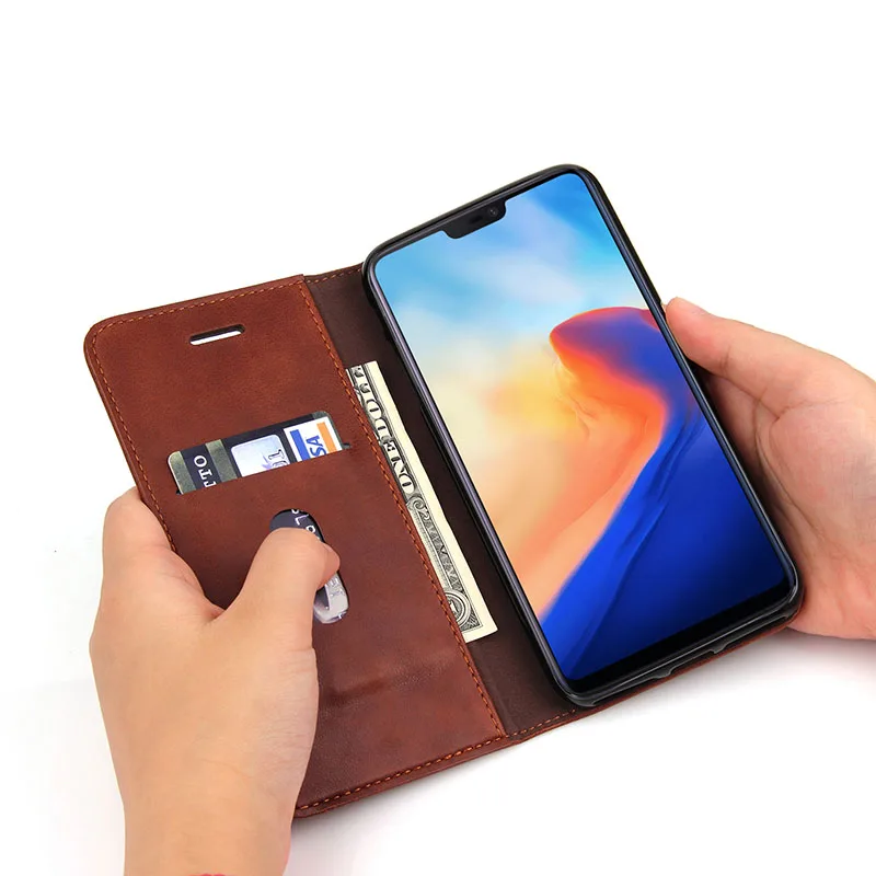 Cychic For One Plus 5 5T Case Leather Flip Wallet Magnetic Luxury Cell Phone OnePlus 6 Cover With Card Slot holder | Мобильные