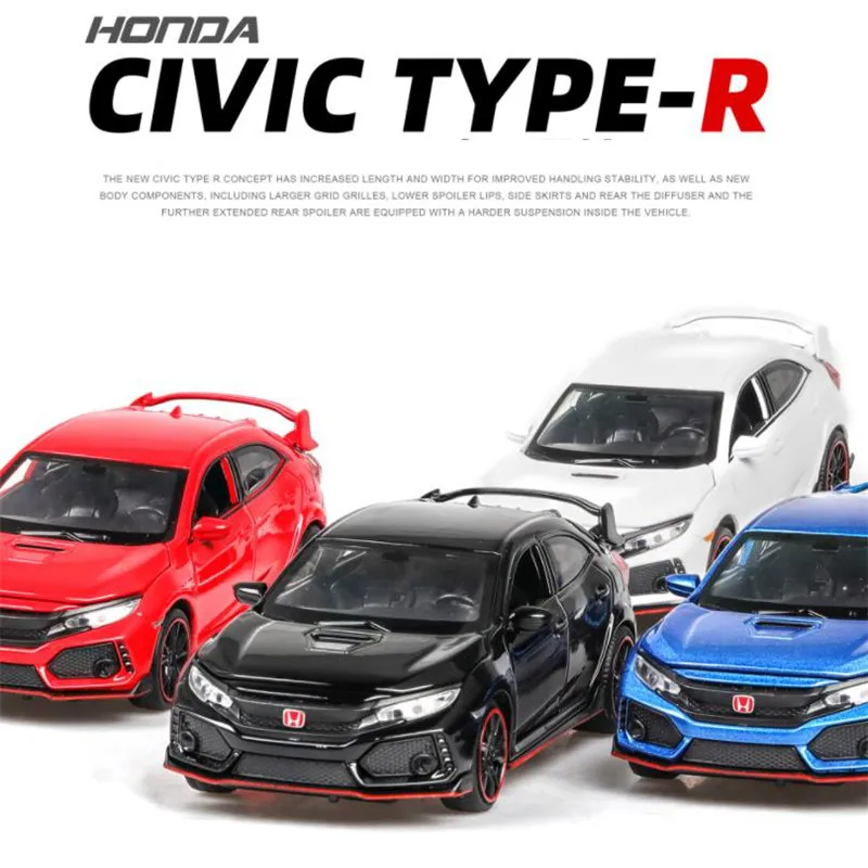 1:32 HONDA CIVIC TYPE R игрушечные машинки металлическая модель автомобиля звук