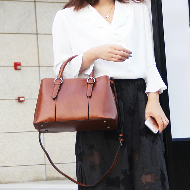 New 2019 Genuine leather women bag fashion lady handbag Casual solid color shoulder High capacity Messenger bags | Багаж и сумки