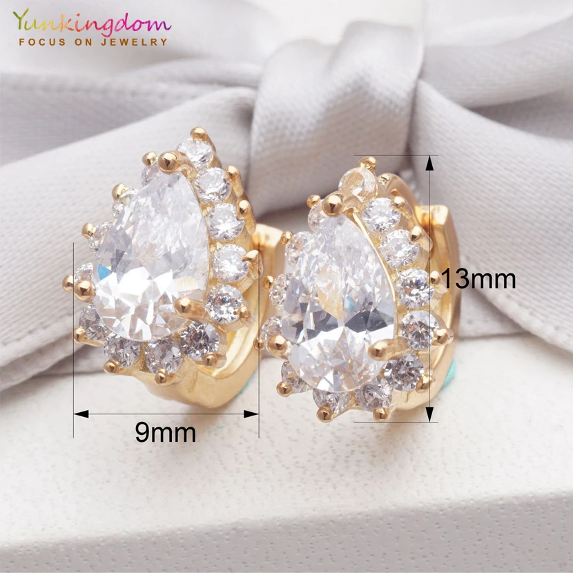 Yunkingdom массивные элегантные круглые золотые серьги с кристаллами, квадратные серьги-кольца с кубическим цирконием для женщин 14 видов стилей