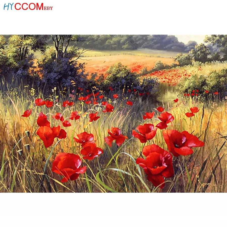 Полностью Алмазная вышивка Poppy flowers Кубик Рубика картина крестиком Diy алмазная