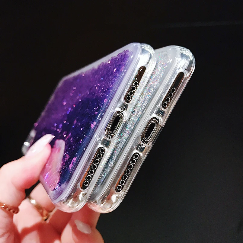 Роскошный Шикарный чехол для iPhone X XS Max XR динамический с блестками и жидкостью