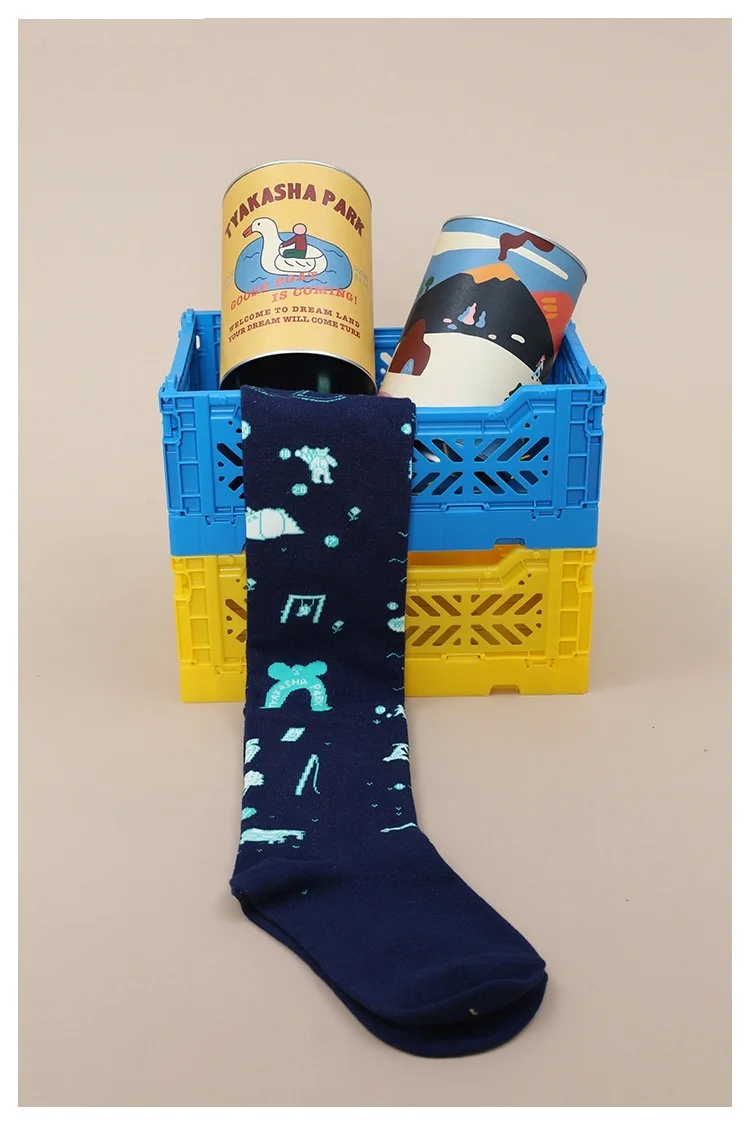 Модные женские колготки из чесаного хлопка с принтом Осенние Колготки в