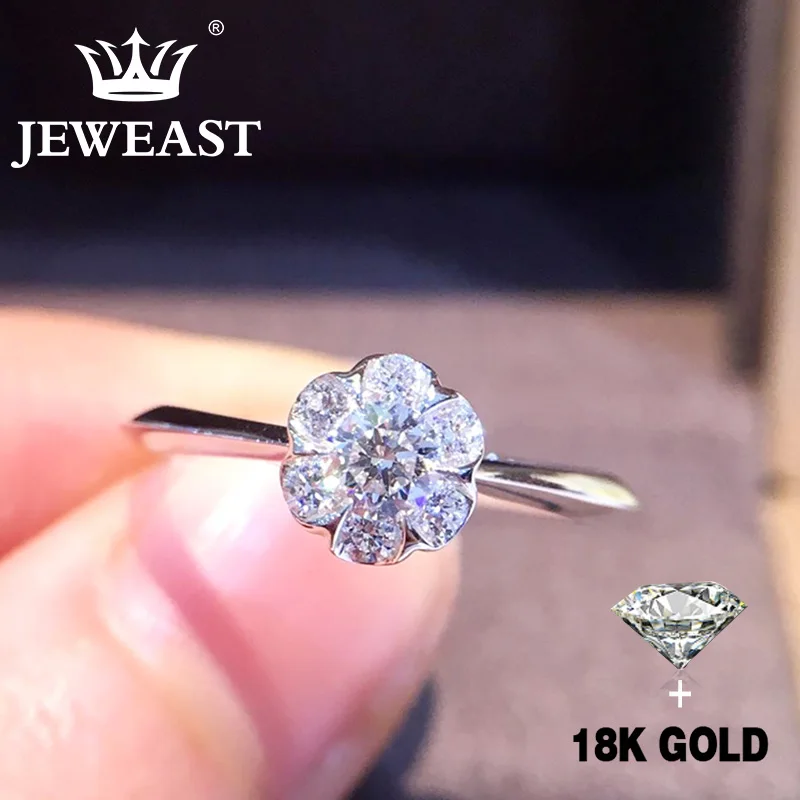 Кольцо с натуральным бриллиантом 18K золото чистое красивое кольцо драгоценными