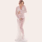 Длинное кружевное платье для беременных с длинным рукавом