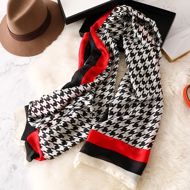 Женский модный шарф из 2019 чистого шелка женский роскошный брендовый фуляр с