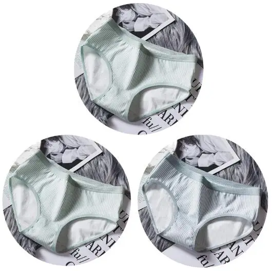 3PCS-031-3 3 шт./лот, хлопковое женское нижнее белье, трусы для девочек в полоску с низкой талией, комфортные женские трусики, нижнее белье, дышащие трусики - Цвет: 3PCS-031-3