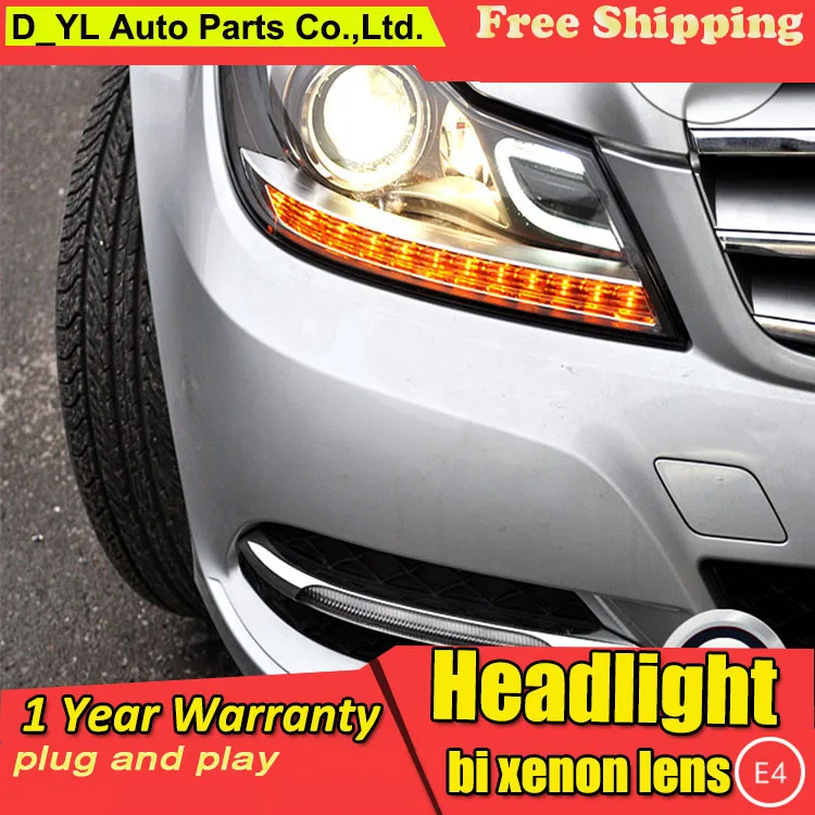 D_YL автомобильный Стайлинг для W204 C180 C200 C260 фары 2007-2013 светодиодный ные DRL линзы
