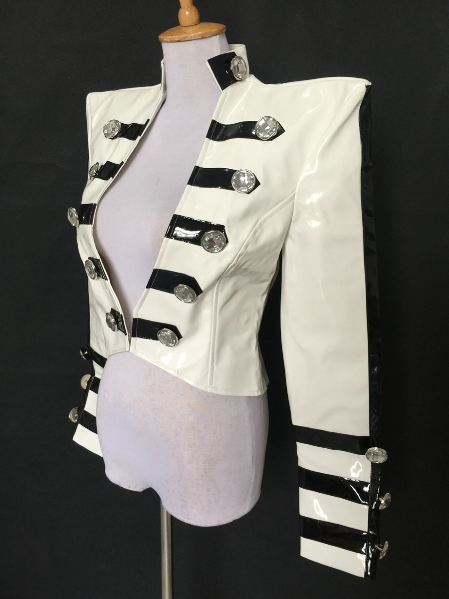 Женская кожаная короткая куртка приталенная верхняя одежда сценические костюмы