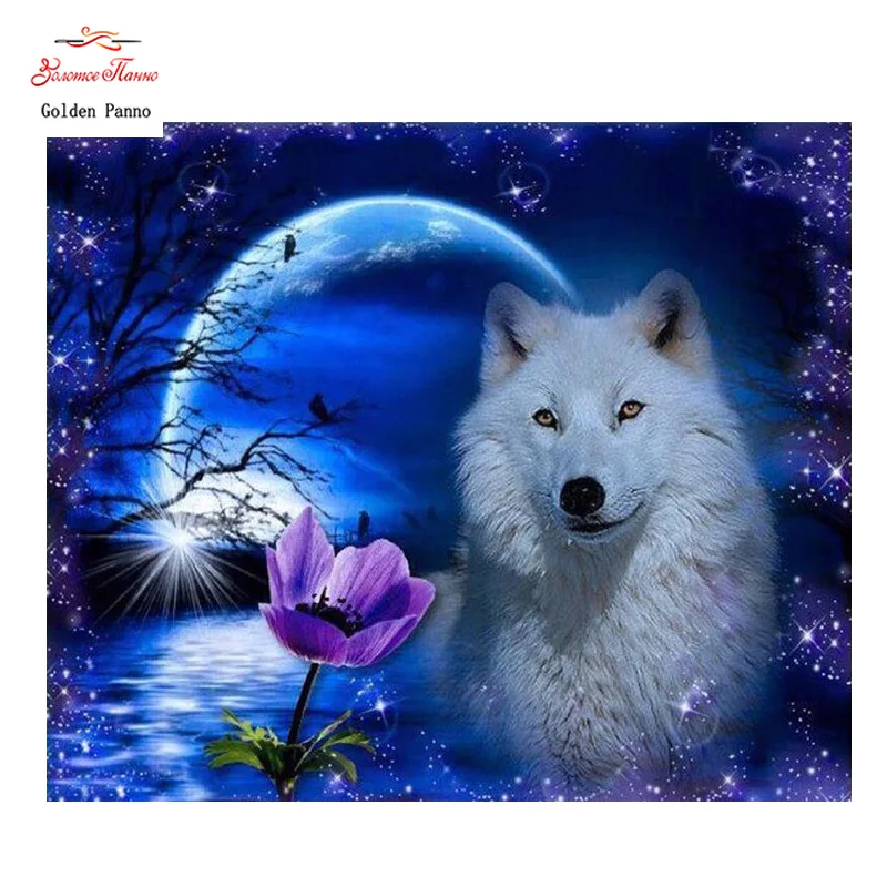 

DIY Square Diamond Painting Needlework Flowers Full Square Drill Mosaic Diamond embroidery Wolf Pattern Decoration Painting Icon