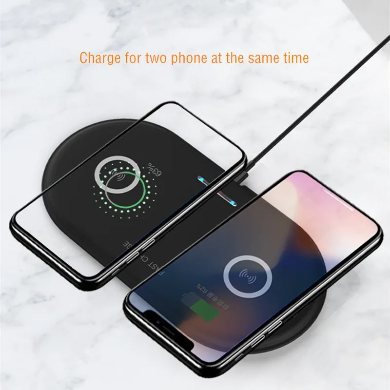 Быстрое беспроводное зарядное устройство Qi для iphone 8 Plus X XS Max XR 2 в 1 двойная