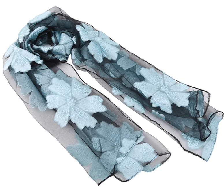 Sky Blue Flower Шарф на весенне-летний сезон женский модный цветочный шарф с листочками элегантный женский пляжный зимний шарф для женщин шаль - Цвет: Sky Blue Flower