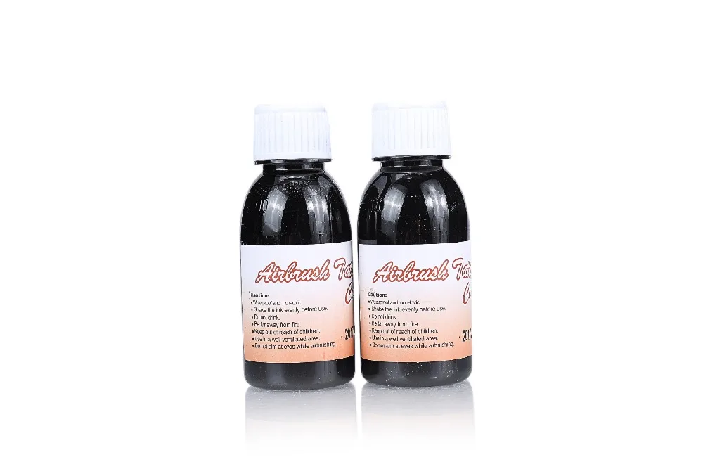 2 бутылки Золотой Феникс черные чернила татуировки аэрограф черный пигмент для