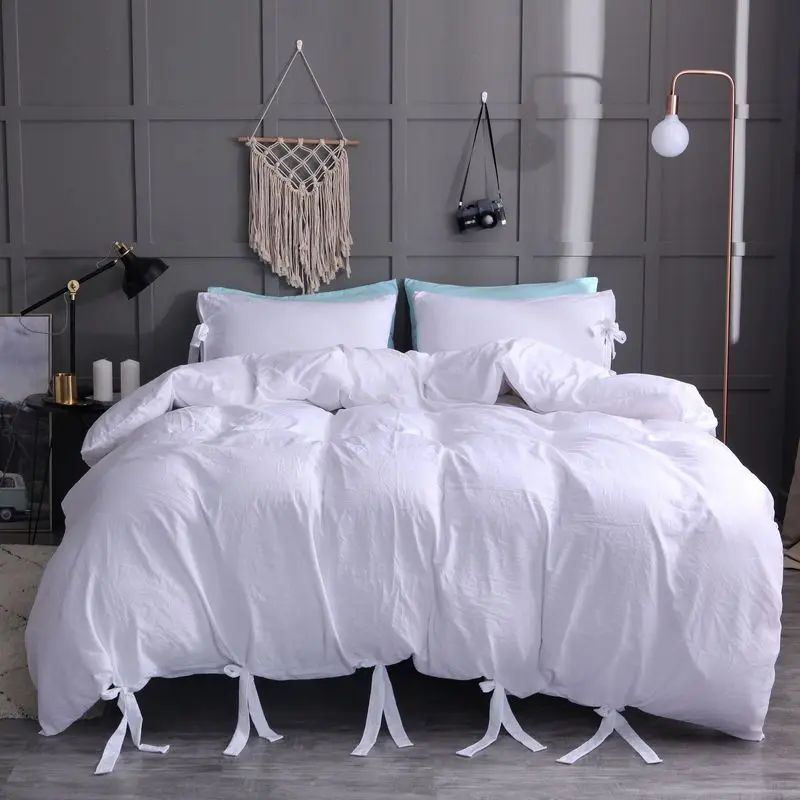 Помытый полиэстер хлопок продукт сплошной цвет 2/3 шт Комплект постельного белья