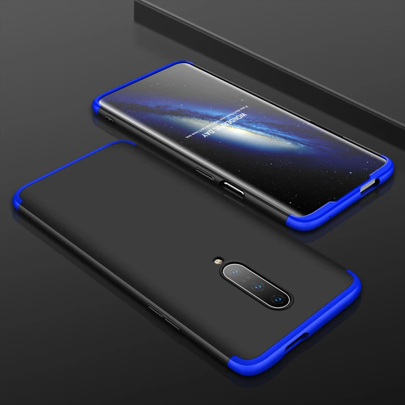 GKK, чехол для Oneplus 7 7t pro, чехол 360, полная защита, ударопрочный, матовый, Жесткий ПК, 3 в 1, для Oneplus 7 7t pro, чехол - Цвет: Blue black blue