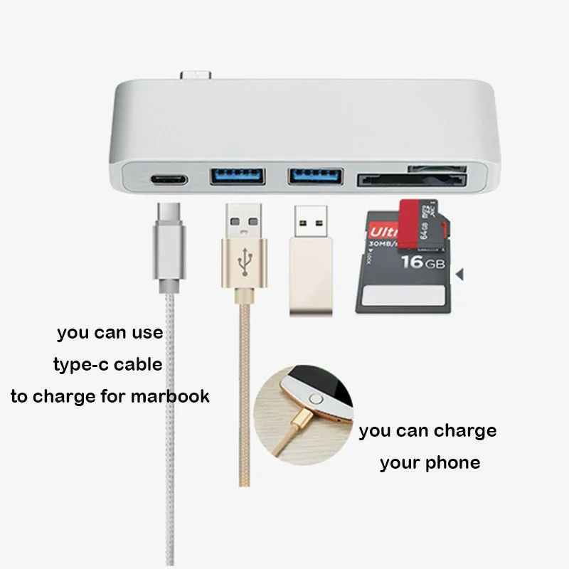 Basix USB 3 1 Type C концентратор с питанием 2 порта 0 и SD/Micro SD TF кардридер для MacBook Air Pro