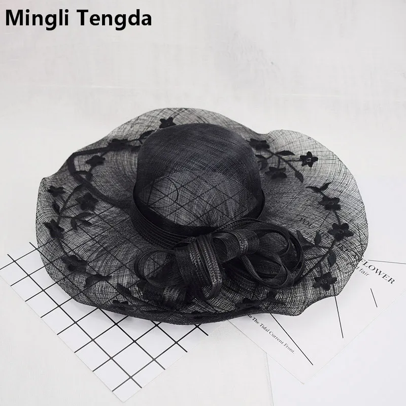 Mingli Tengda Свадебная шляпа с черными перьями необычная Тиара для невесты льняная