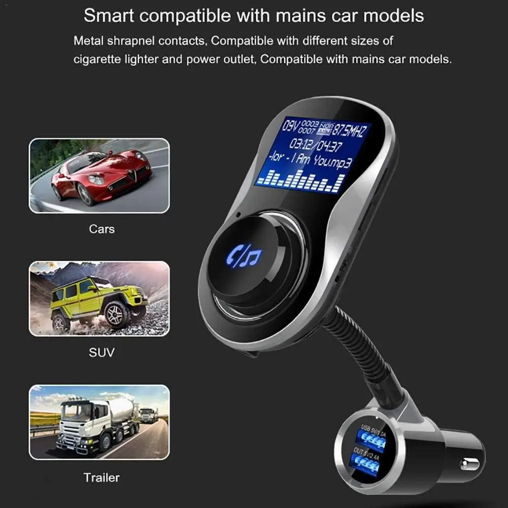 Car MP3 Bluetooth Player For TF Card U Disk With Remote Control BC26 New FM Transmitter Large Screen Mp3 Pl | Автомобили и