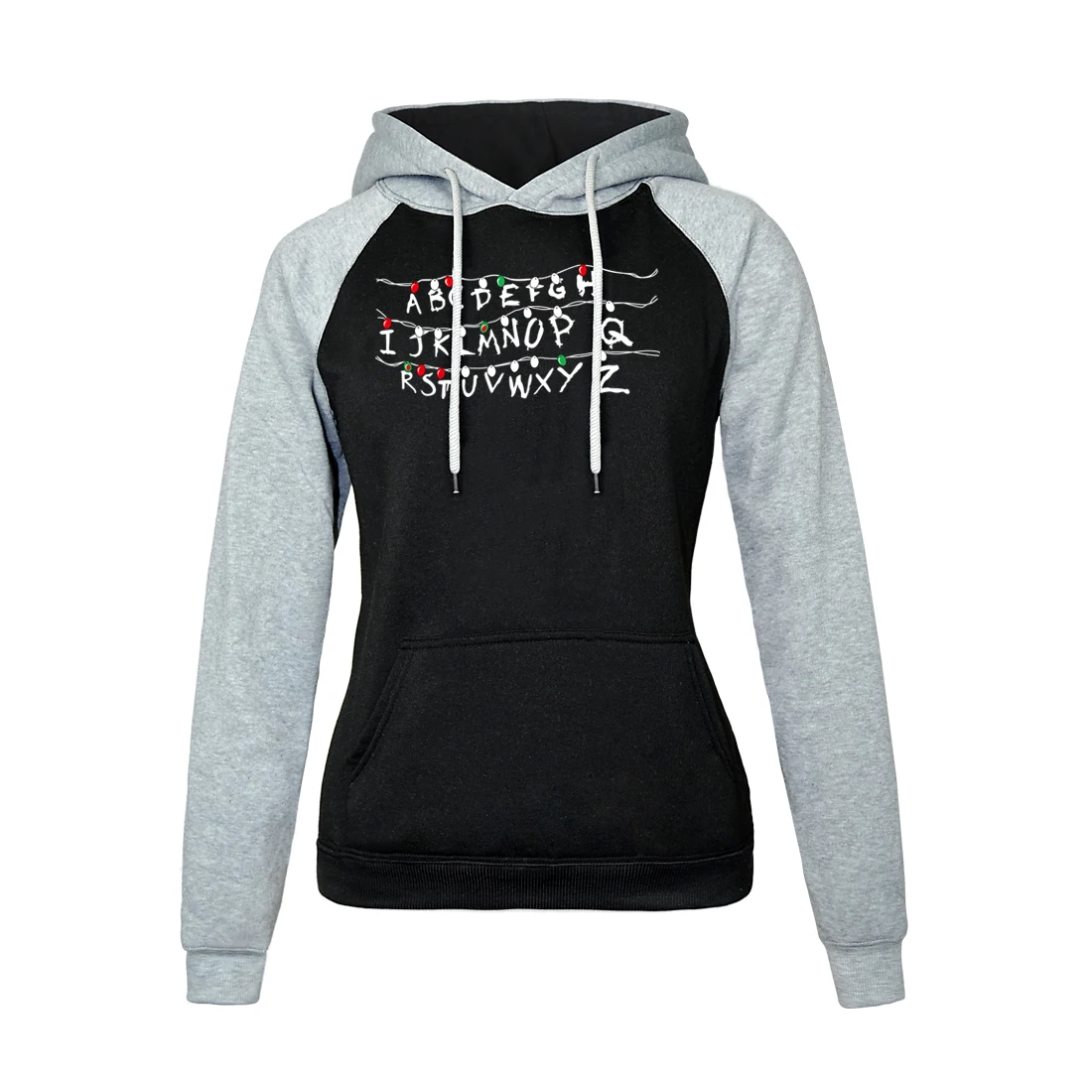 Толстовка для женщин горячая Распродажа флисовые Весенние Новые толстовки с принтом странные вещи мода хип хоп Kpop спортивный костюм Женская толстовка - Цвет: gray black