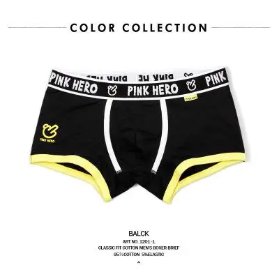 Pink Heroes, мужское нижнее белье, боксеры, Классический хлопок, с принтом, мужские боксеры, нижнее белье, модный бренд, сексуальное нижнее белье, мужские боксеры, шорты, трусы - Цвет: Черный