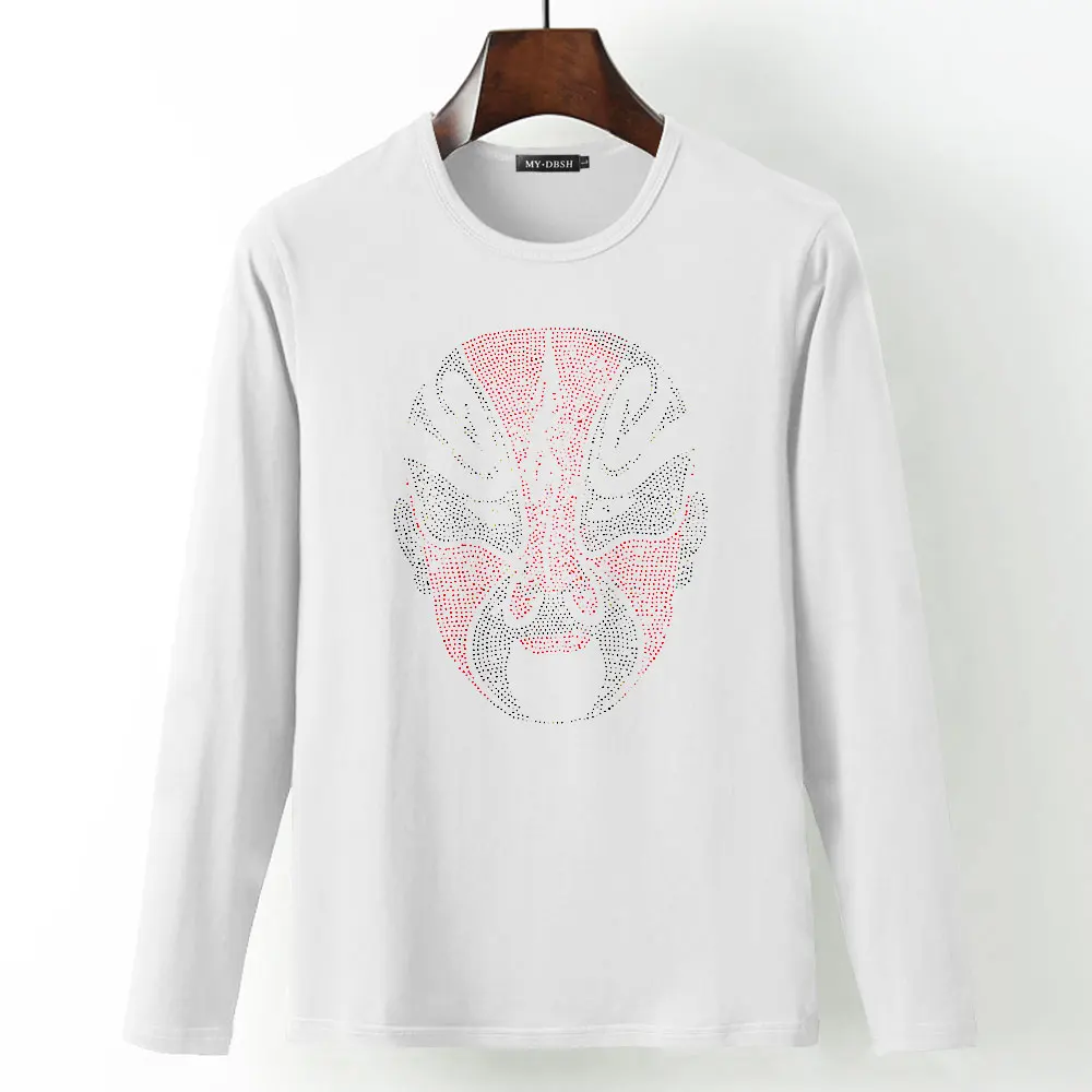 Корона пчелы рубашка Crewneck Футболка Горячая фиксация Стразы с принтом пчелы футболки мужские веганские кристалл алмаз футболка большого размера 5XL - Цвет: T002-O-White