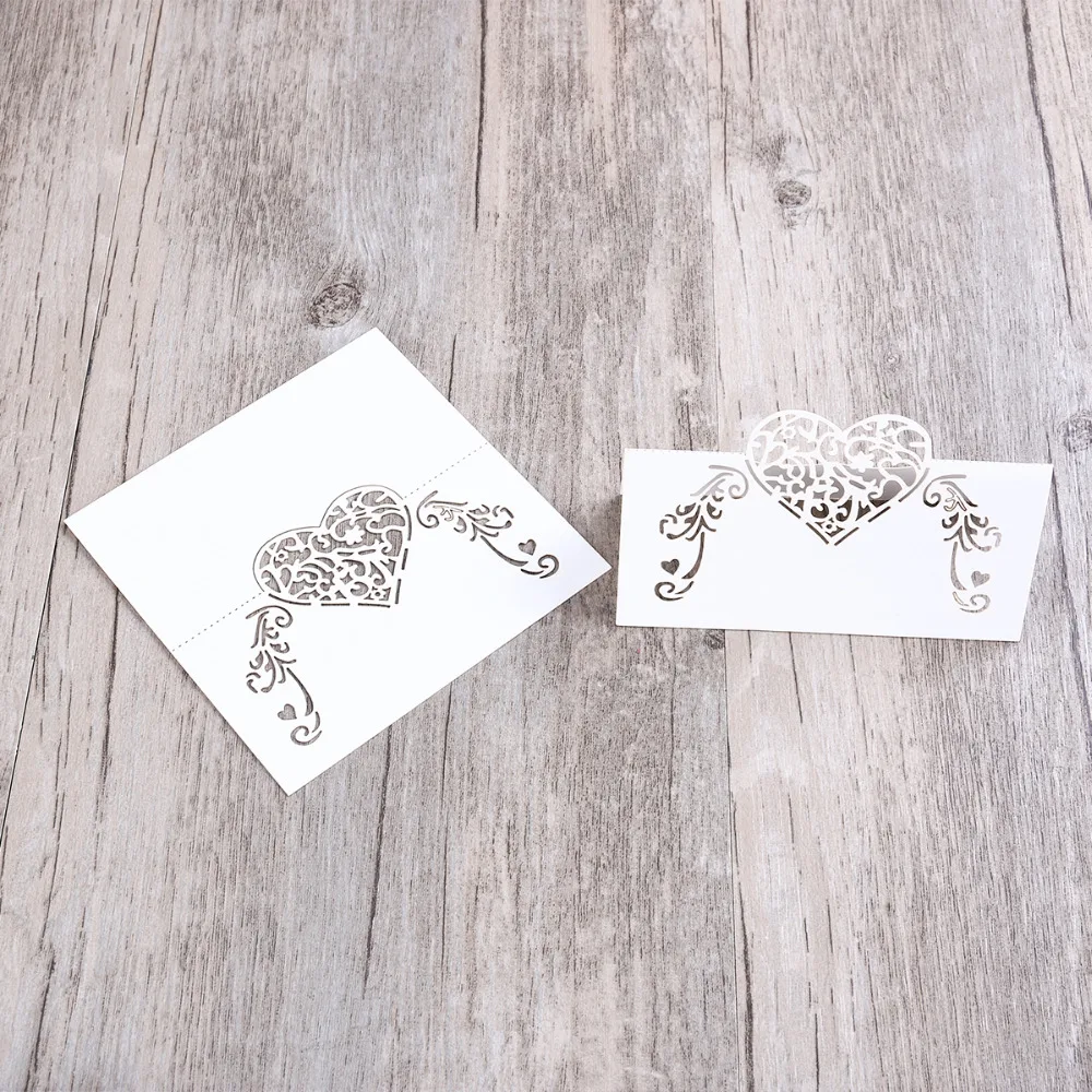 50pcs Cut Heart Shape Table Name Card Place Wedding Party Decoration Favor |