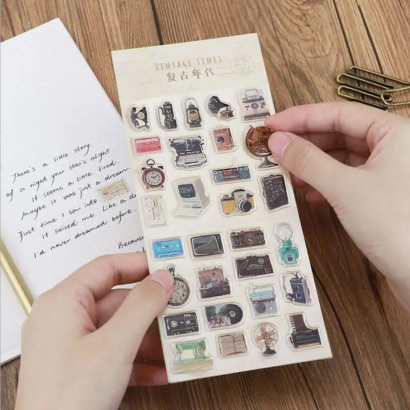 1 шт. Творческий Ретро Время/Shell/планета позолота Пластик Стикеры украшения DIY ablum