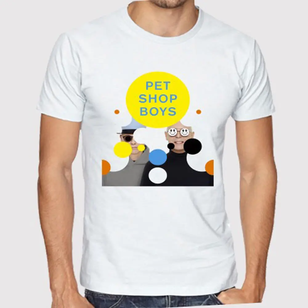 Магазин домашних животных для мальчиков супер Тур Synthpop Duo мужская белая футболка