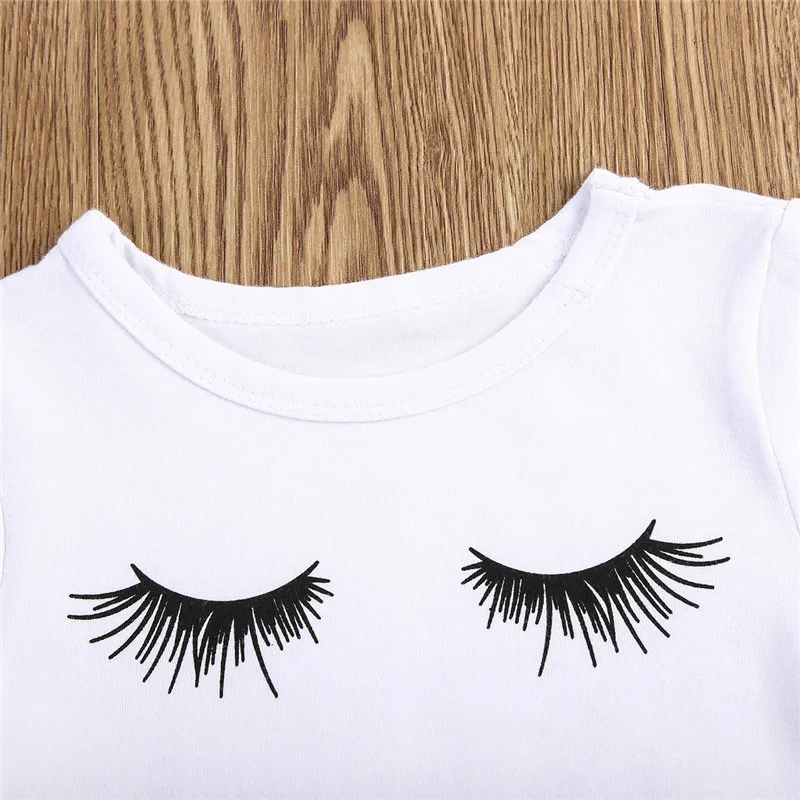 Newborn Baby Girls Fashion Clothes Sets Eyelashes Tops T-shirt Army Green Destroyed Pants Outfits | Детская одежда и обувь