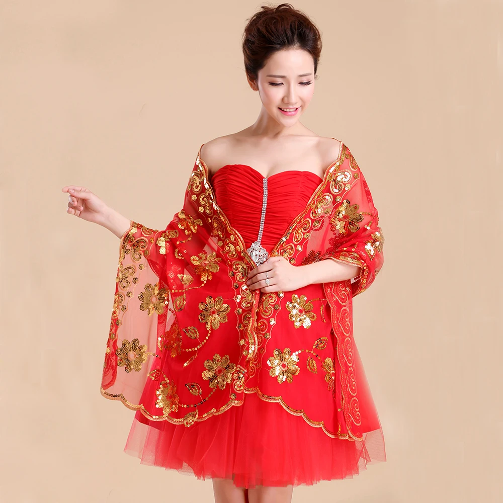 Women Sequined Flower Long Shawl Bridal Wedding Wrap Fashion Bling Stole Accessories Dress Cover Up Handmade |