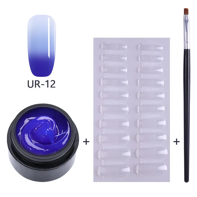 Thermal set12 Ur Sugar 15 мл полигель для наращивания ногтей набор полигелей Кристальный акриловый раствор для выскальзывания жидкий строительный Гель-лак для ногтей набор кистей - Цвет: Thermal set12