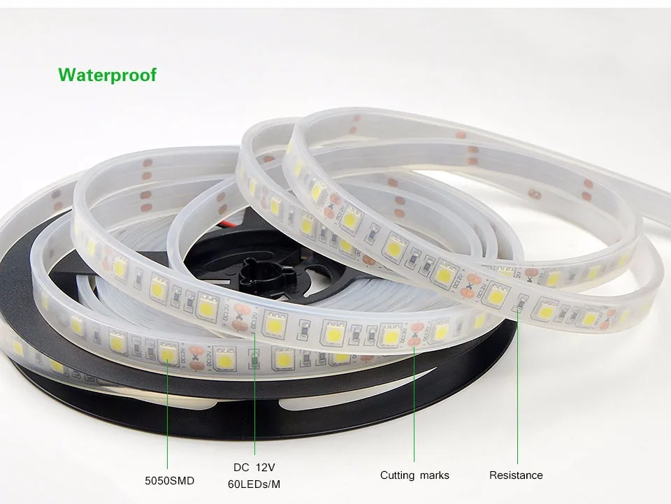 IP67 водонепроницаемая трубка SMD 5050 5 м 300 светодиодный s DC12V Светодиодный фонарь с подсветкой водонепроницаемый корпус светодиодный гибкий фонарь подводные огни