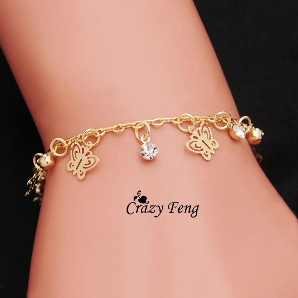 Браслеты на ногу с подвеской бабочкой женские ювелирные украшения в стиле Crazy Feng