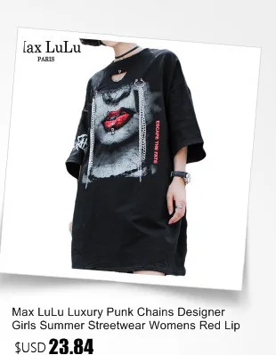 Max LuLu Роскошная японская летняя уличная одежда в стиле панк для девочек, женская сексуальная Длинная Футболка Harajuku, женская футболка с 3d принтом, Футболка Camisa