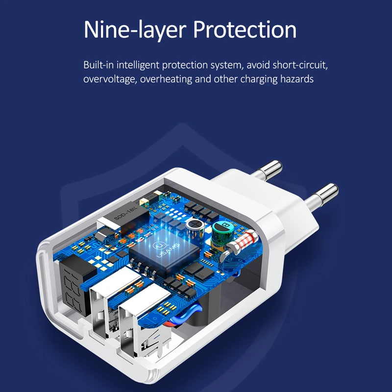 USAMS двойное зарядное устройство USB LED дисплей Мобильный телефон EU Быстрая зарядка