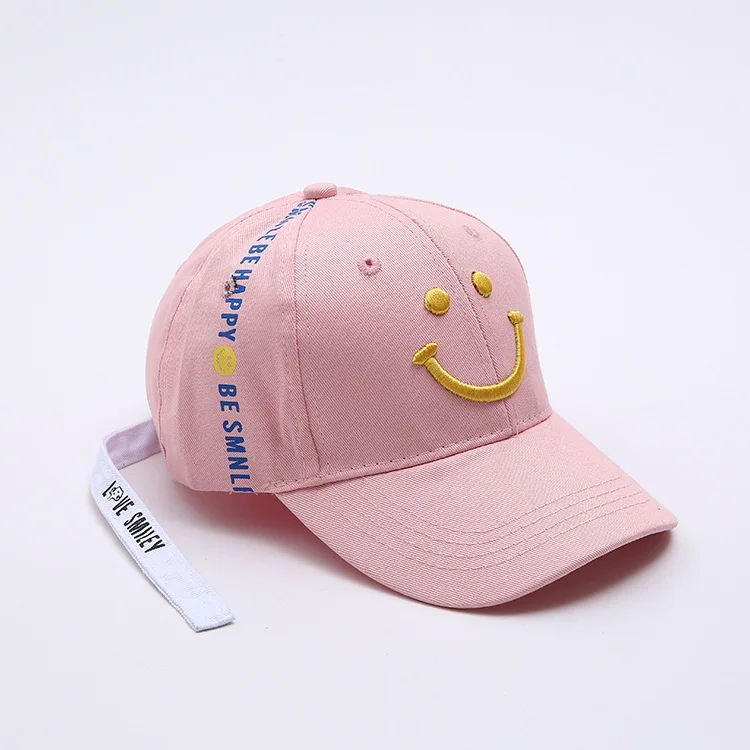Smile Pink Хлопок малыш улыбка вышивка бейсболки для женщин весна мальчик ребенок повседневное регулируемая бейсболка шляпа Кепка кость Gorros - Цвет: Smile Pink