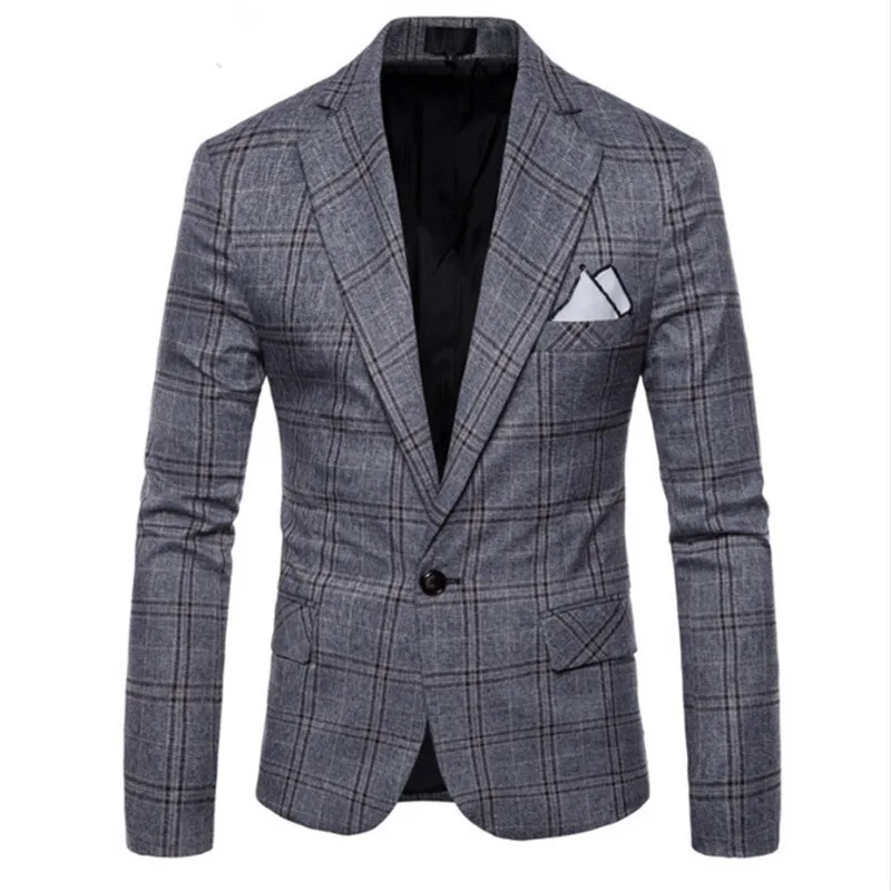 Одежда блейзер мужской одна кнопка Slim Fit костюм для выпускного вечера Модный